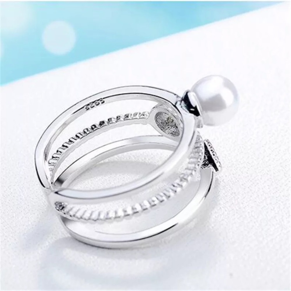 π Silver Beautiful Adjustable Simulated Diamond Ring - Picture 4 of 4